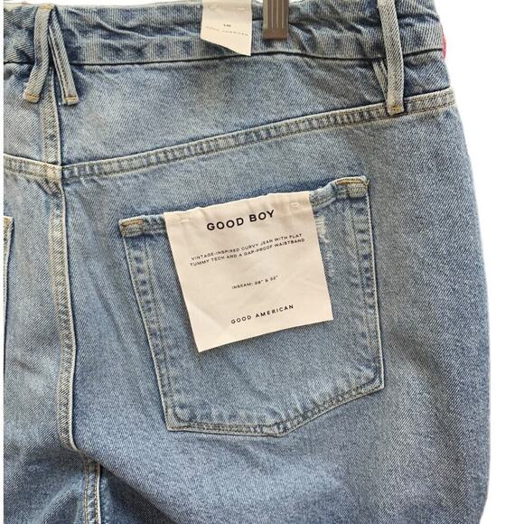 NWT Good American Good Boy Ripped Jeans SZ 16 - Picture 2 of 9
